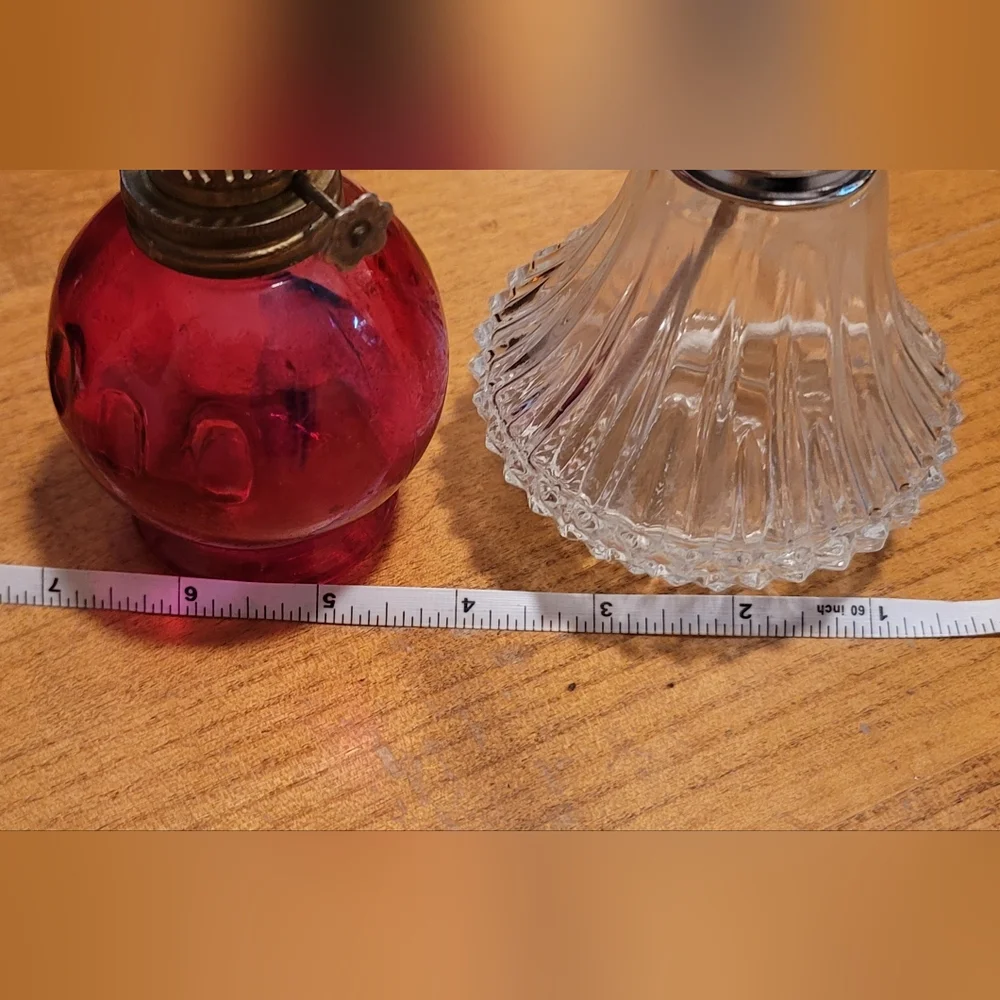 Lamplight Farms Clear Glass Mini Oil Kerosene Light no top + Hong Kong pink lamp